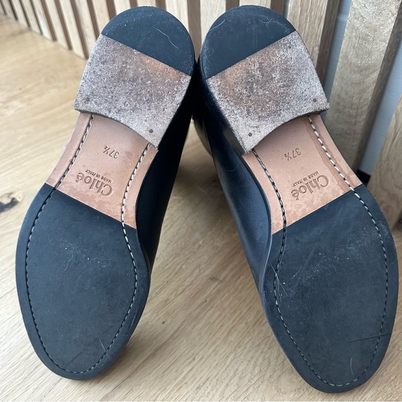 CHLOE Leather Boots, combat style with zipper calf height orange lining sz 37.5 - Picture 11 of 16